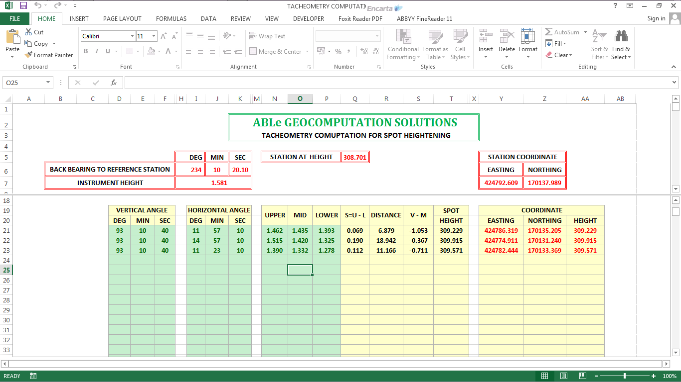Tacheometry Computation Program Image 2
